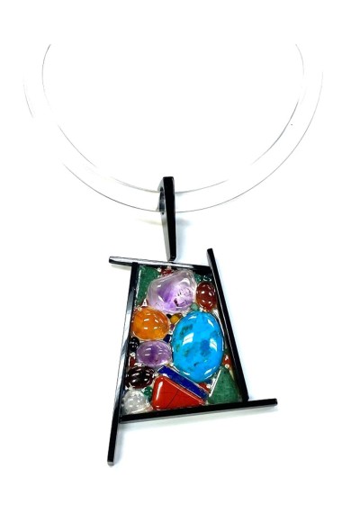 LAURENT GUILLOT LUCITE TURQUOISE MOSAIC pendant