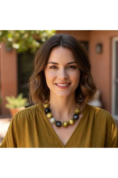 FB-ROXANNE chartreuse/grey necklace