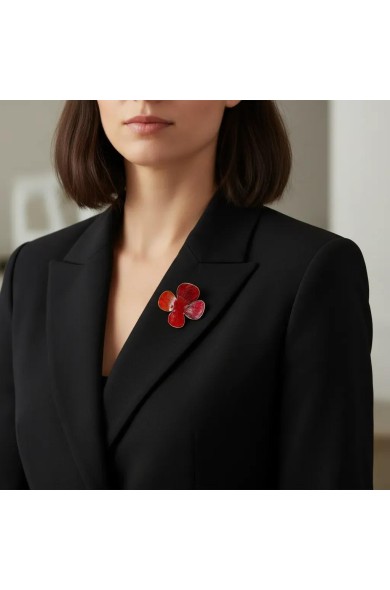 DORA BLUME - brooch red