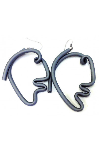 SC Face earrings - metal grey
