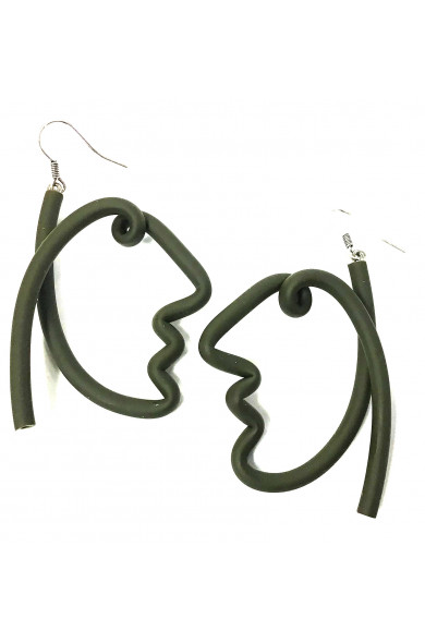 SC Face earrings - olive