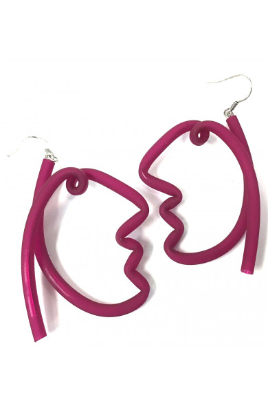 SC Face earrings - fuchsia transparent