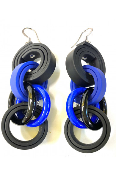 KLAMIR earrings 02E cobalt/blk