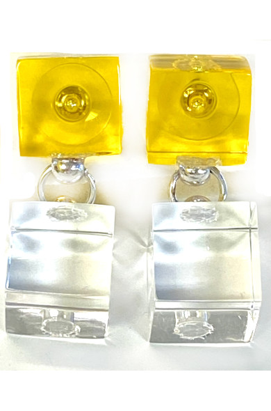 LG - 2 cubes earrings - yellow